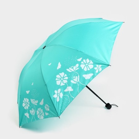 Women's Mechanical “Flowers” ​​umbrella, 8 spokes, d = 95, turquoise color
