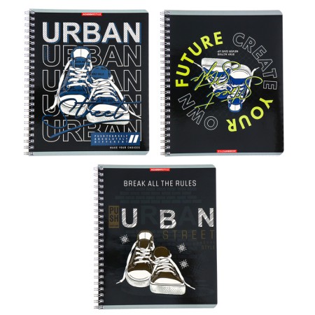 Notebook of 48 sheets in the cage on the crest "sneakers", cover shaking cardboard, UV-keys, mix