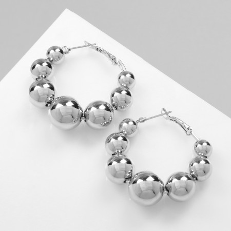 Ring Earrings “Beads” to reduce, silver color-1