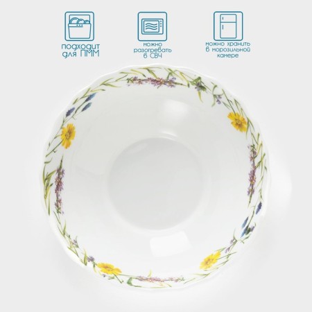 SUPOVA AVVIR “Field Flowers”, 600 ml, D = 17.5 cm, glass ceramics, white color-1