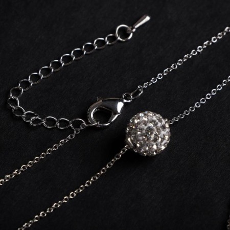 Assorted “chain” shine shambala, white color in silver, l = 80 cm, No. 12-4