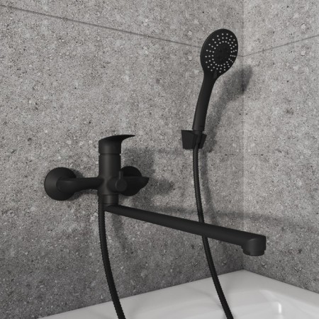 MILARDO RORA RORBL00M10 bath mixer, 350 mm pour, black matte-1