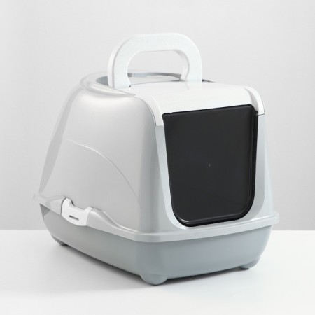 Domik toilet for cats closed with a door 50*38*37 cm, gray
