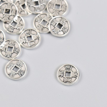 Decor for creativity Metal "Chinese Coin" silver 1x1 cm-1