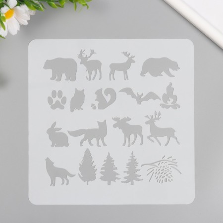Plastic stencil "Forest residents" 20x20 cm