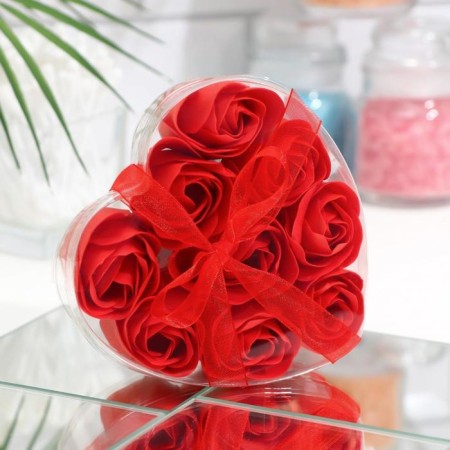 Soap roses, red, set of 9 pcs.