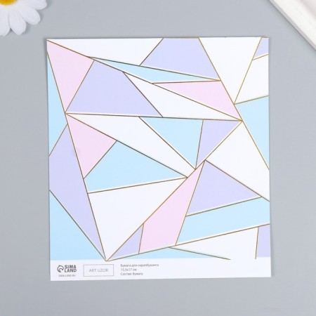 Scrapbooking paper gold "Triangles" density 180 g 15.5x17 cm-2