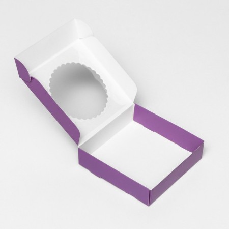 Gift box team with a window, 11.5 x 11.5 x 3 cm, lilac-4