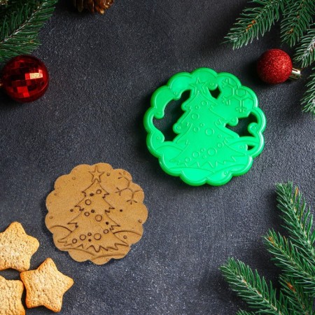 Books Form "Christmas tree", cutting, stamp, d = 9 cm, green color