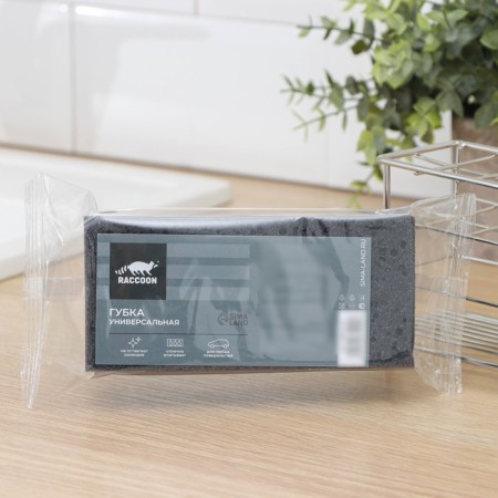 Household sponge with a cleaning layer of Raccoon "Loft", 1 pc, 15 × 7 × 4 cm, crown -feed foam-5