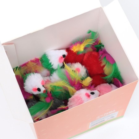 A toy for cats "Small Mouse" with feathers, 5 cm, packing 50 pcs-6