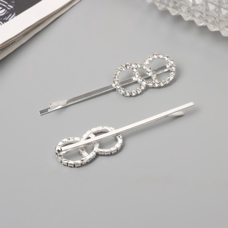 Invisible hair "Heidi" (set 2 pcs) circles, 6 cm, silver-1