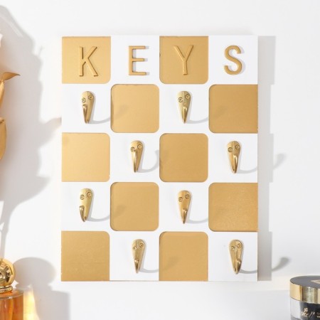 Decorative tree hooks "Chess board" white-golden 20x3x25 cm
