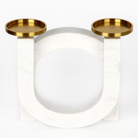 Brass Brass, marble "Camellia" 19 x 18 x 8 cm-2