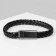 Unisex Bracelet "Kosichka" is smooth, black color with gray metal, 22 cm