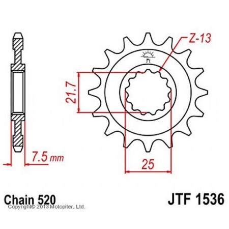 Leading star JT SPROCKETS JTF1536-16, chain 520, 16 teeth
