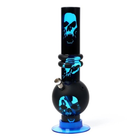 Bong, H-32 cm, "golden skulls", acrylic, blue-1