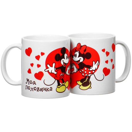 Set of paired mugs, 320 ml "My half", Mickey and friends-1