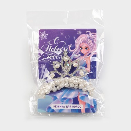 Hair elastic band "Happy New Year", diam 5 cm-5