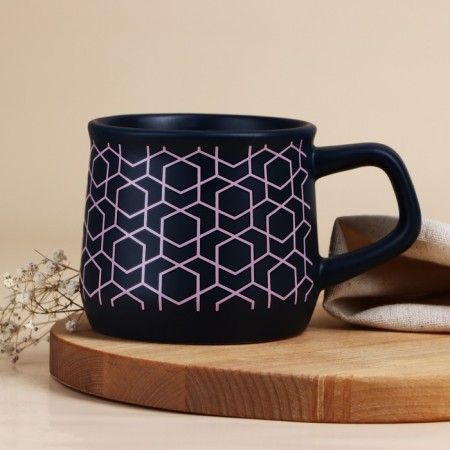Ceramic circle "Geometry", 380 ml, blue color-1