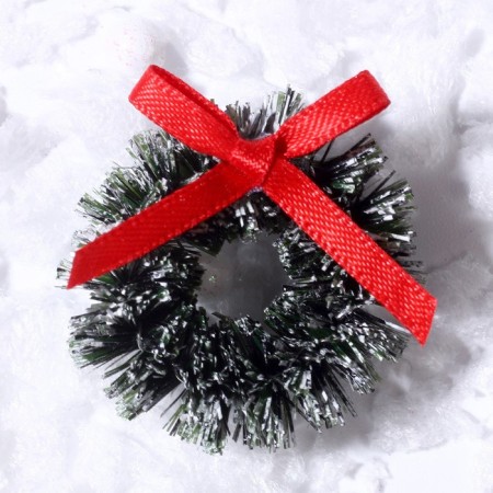 Decor "New Year's Wreath with a bow", a set of 3 pcs., Size 1 pc. -3 cm, dark green color-3