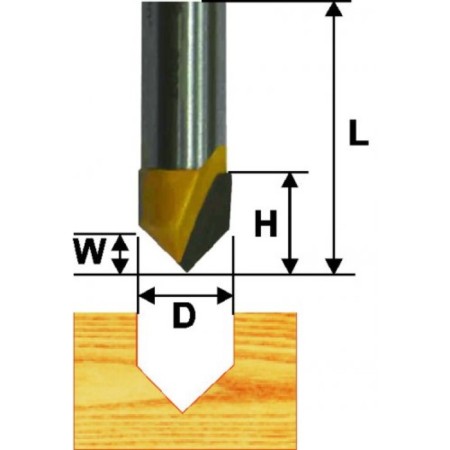 Killing groove Encor 9306, dumbbell, on wood, V-rob, d = 8 mm, 90 °, 6.3 x 8 mm 8 mm-3
