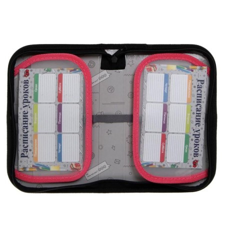 Penal 1 section, 130 x 210 x 40 mm, 2 folding strips, fabric, calligrata top, Content "cat", black-5