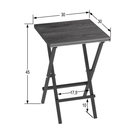 Folding stool "Lounge Light", 300 × 300 × 450 mm, DPP gray / frame metal black matte-2