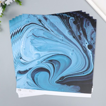 Scrapbooking paper "Blue paint stains" density 180 g 30.5x32 cm-1