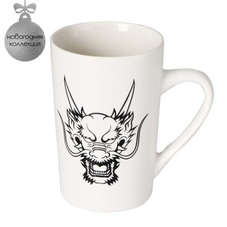 Porcelain share mug "Black Dragon", 380 ml, white color