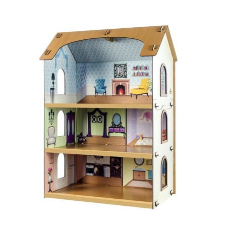 Designer "Puppet House Sofia" without furniture and dolls-3