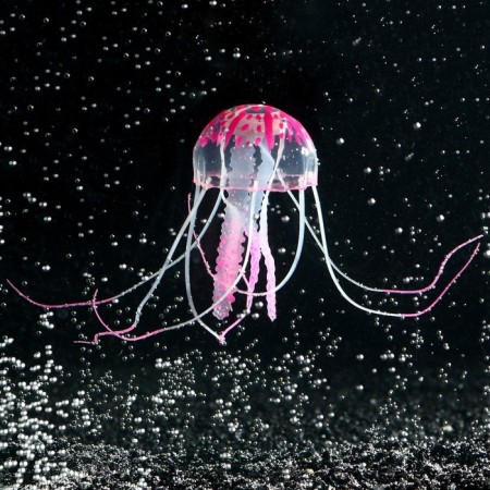 Decor for the Aquarium "Medusa" silicone, with a neon effect, 5 x 5 x 15 cm, pink