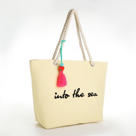 Bag Women's Beach Into the Sea, 50x34.5x14 cm, beige color-1