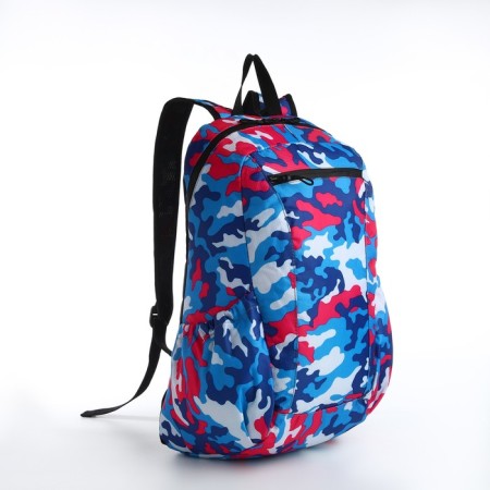 The backpack is waterproof with lightning, 3 pockets, blue/pink color-2