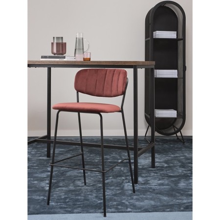 Bar stool Eirill, 560 × 475 × 990 mm, velor, brick color