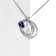 Pendant of ovals, white-blue color in silver, l = 70 cm