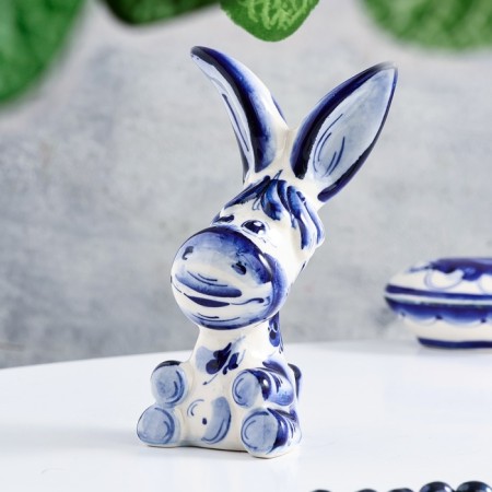 Souvenir "donkey", large, 13 cm, gzhel-2