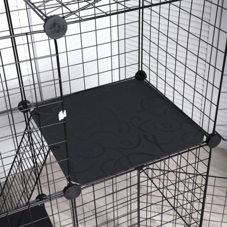 Coaters 24 sections with textile shelves, metal, black, 210 x 210 x 35 cm, (35 x 35) 96044-4