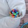 Ball "Molecule" with a bell, 7 cm, mix of flowers