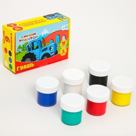 Gouache 6 colors of 10 ml, blue tractor-2