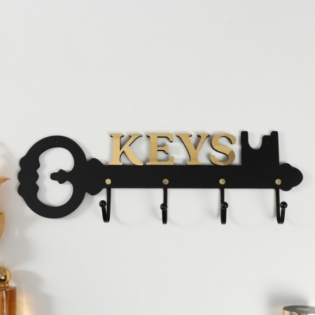 Decorative tree hooks "Key" Black, Mirror 4.5x45x15 cm