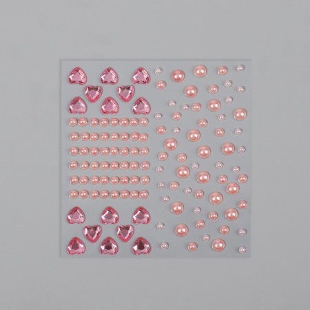 Rhinestones self -adhesive figured "Assorted", 153 pcs on the sheet, pink color-2