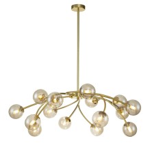 The lamp on the Indigo rod, 11024/15r Gold. 15x28W, G9, 950x950x380/700 mm, Amber color