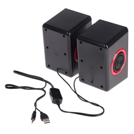 Computer speakers 2.0 Luazon ES-02, Jack 3.5, USB, 0.9 m, black and red-4