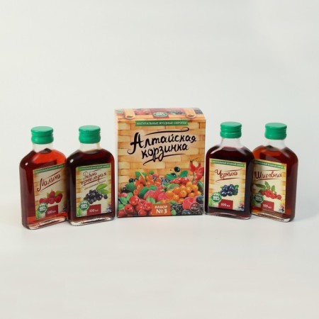 Gift set of syrup Altai basket No. 3, 4 pcs. 100 ml-1
