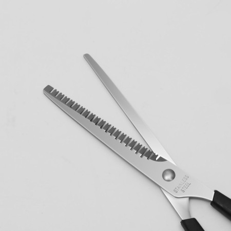 Filtering scissors with emphasis, blade - 6 cm, black color-3