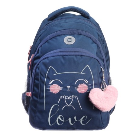 School backpack, 40 x 27 x 20 cm, Grizzly, ergonomic back, laptop department, blue-2