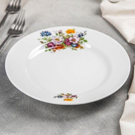 Porcelain plate "Bouquet of flowers", d = 20 cm, white-1