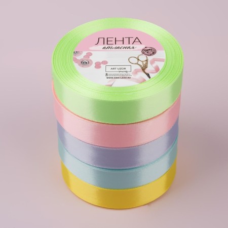 A set of satin ribbons “Tender”, 5 pcs, size 1 tape: 20 mm × 23 ± 1 m-3