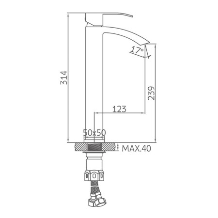 Accoona A9123 shell mixer, single, tall, chrome-5